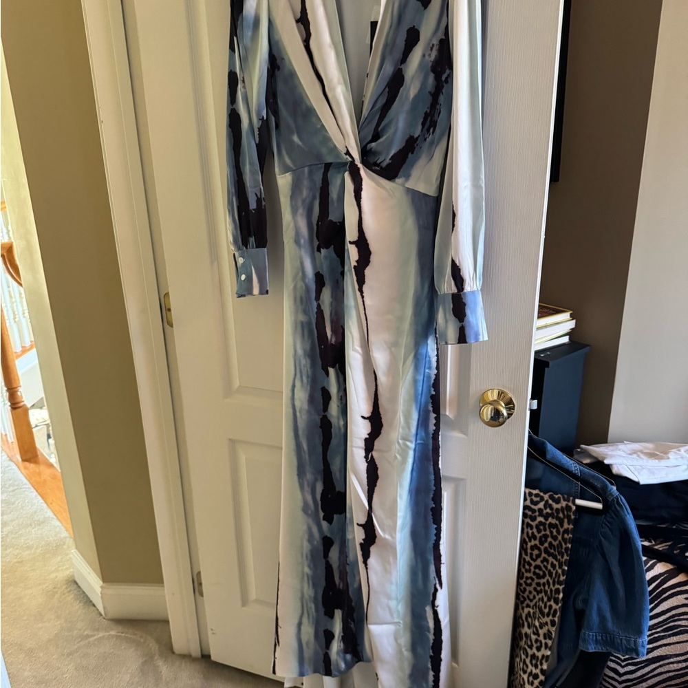 Elegant Blue and White Women's Dress
